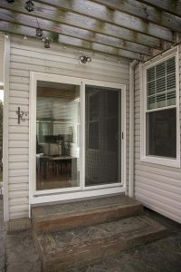 Sliding patio doors on a home