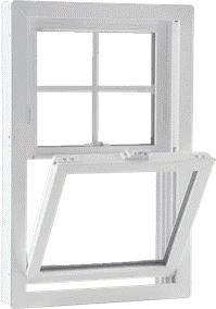 An image of a double-hung window with a tile-in sash.
